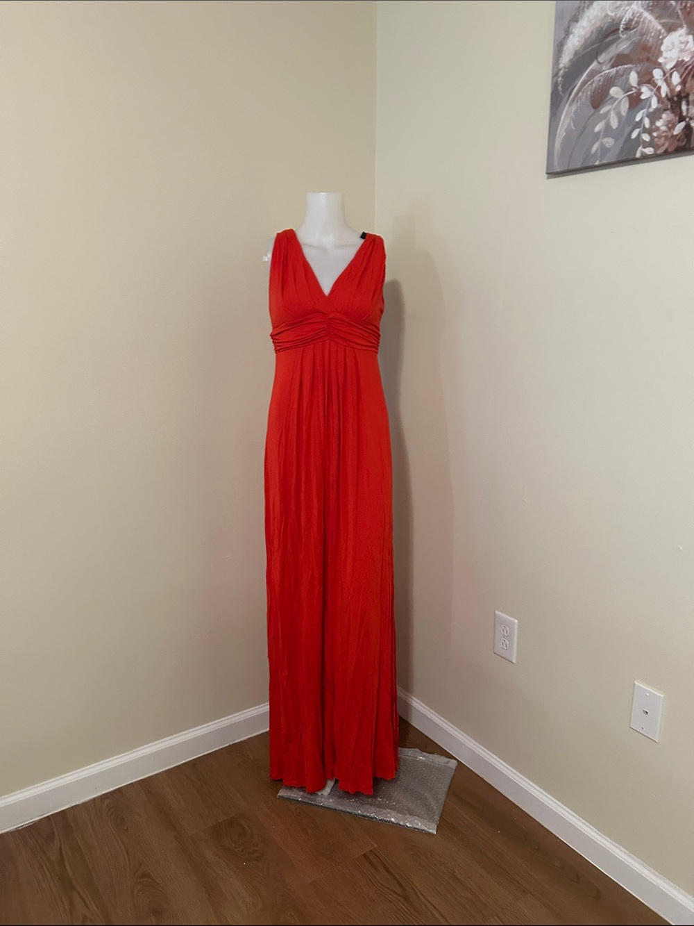 Tart Red Maxi Dress with V-Neck